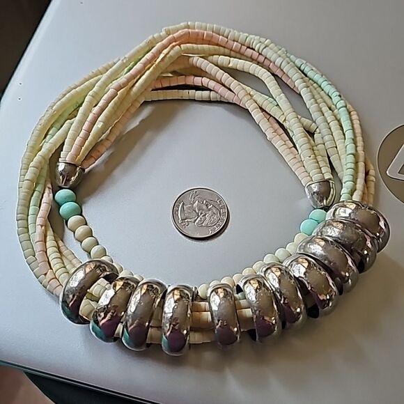 Vintage 26” 5 strand Pastel Seed bead Necklace with Screw latch. WOT - Picture 6 of 7